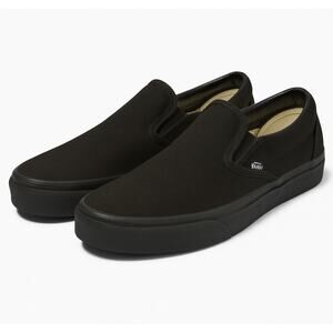 Vans Classic Slip-On Black Canvas Sneakers Men’s Size 12 Low Top Casual Skate
